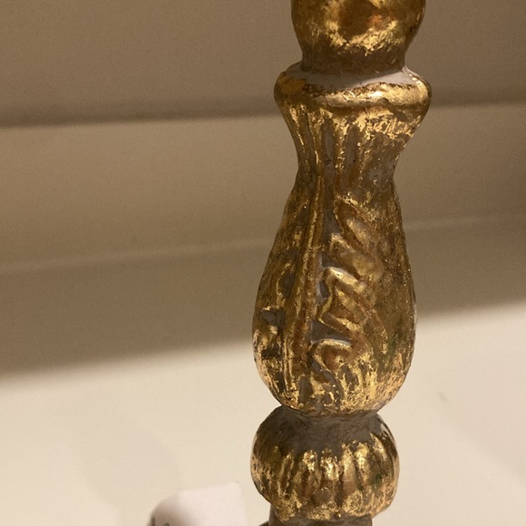 Gold & Gray Ornate Metal Candle Holder Set Of Two - Picture 6 of 11